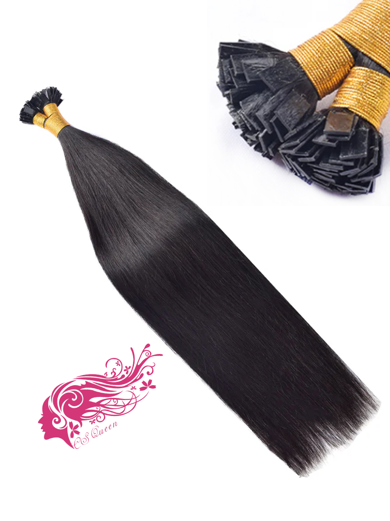 Raw Straight Flat Tip Hair Extensions Natural Color 100% Real Human Hair 100g